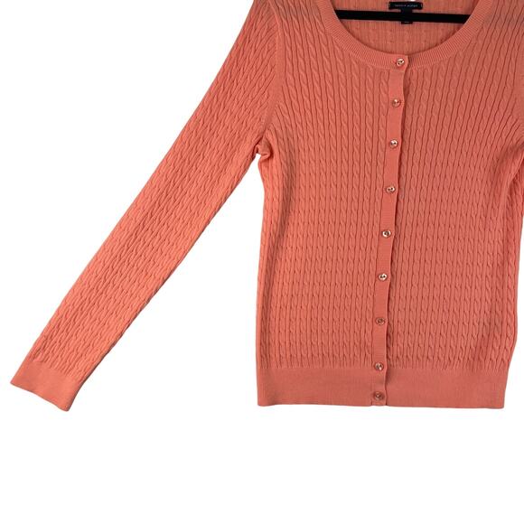 100% Pima Cotton Tangerine Tommy Hilfiger Cable Knit Lightweight Sweater Sz L - Picture 3 of 11